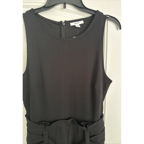 Bar III Petite Women's Sleeveless Crewneck Tie-Waist Jumpsuit Chic Deep Black PM - Picture 9 of 13